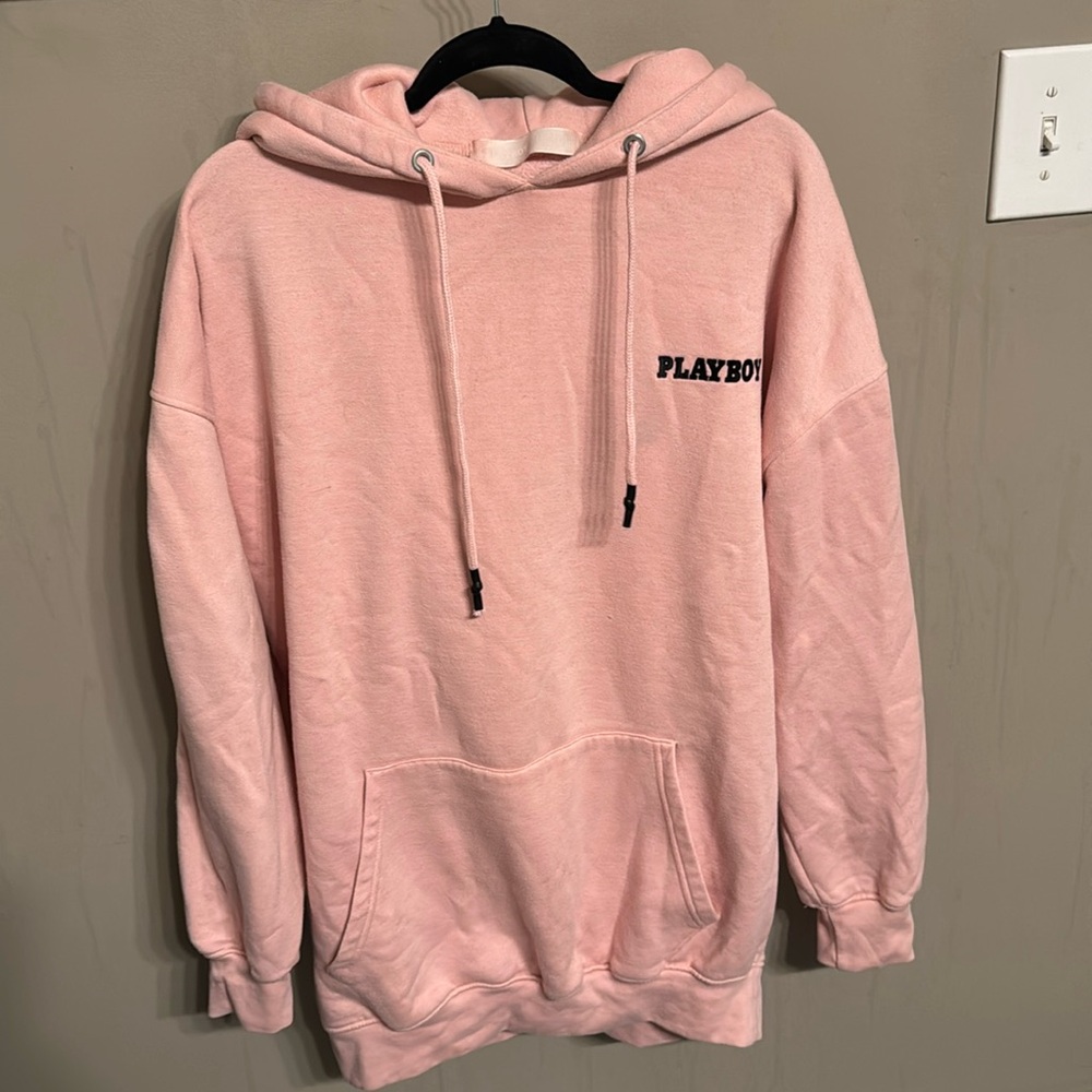 Misguided Playboy Oversized Hoodie Pink, size 6